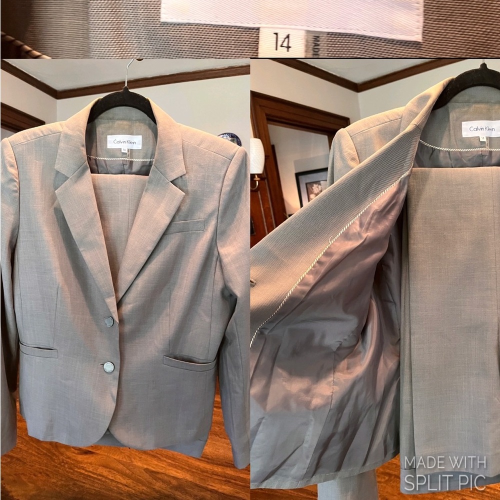Calvin Klein Size 14 tan trouser/blazer suit